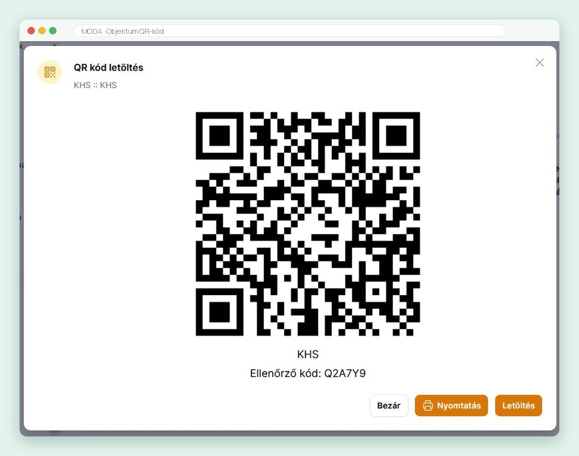 Önellenőrzési terv szoftver – objektum QR-kódja
